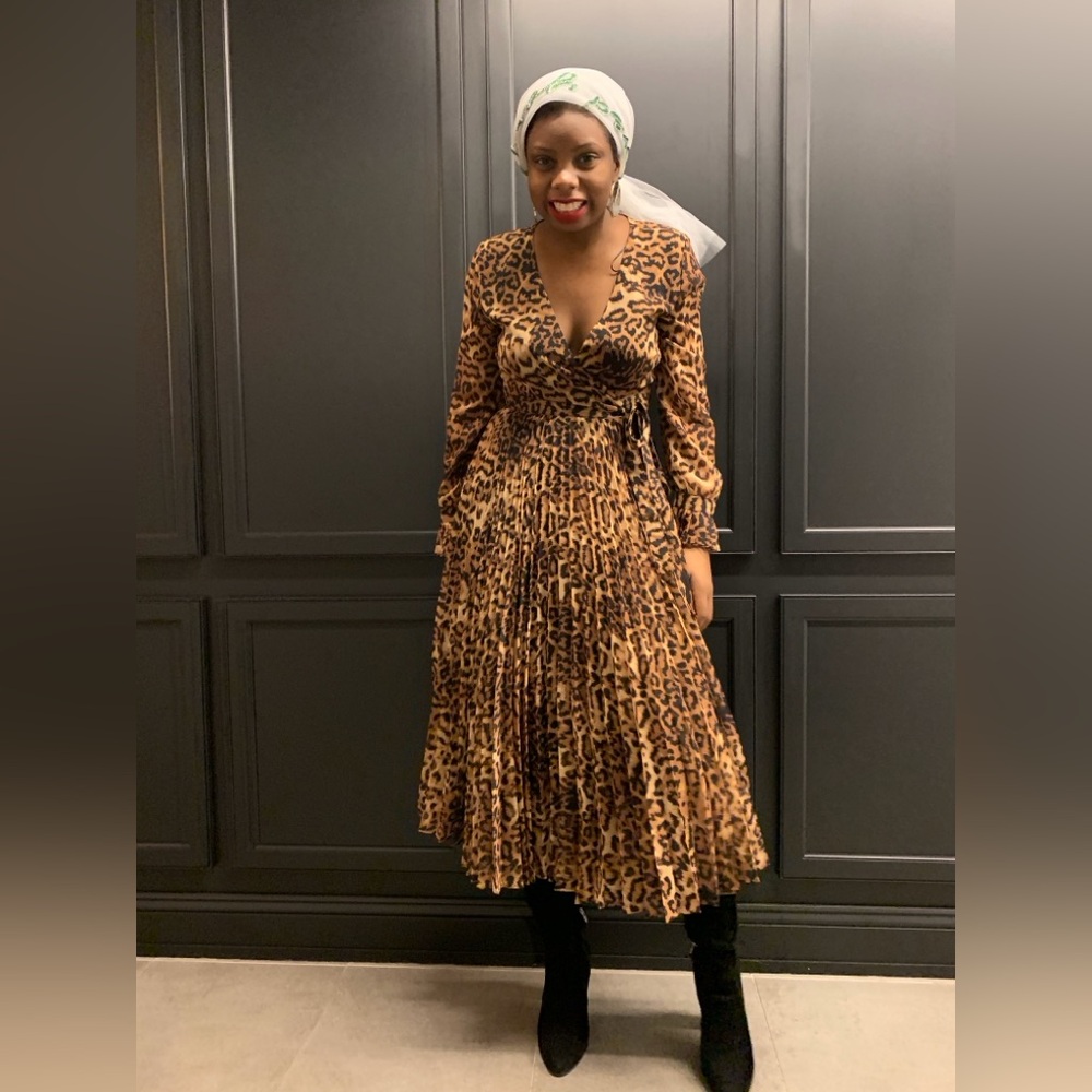 🐆 H&M Leopard Print Wrap Midi Dress – US 10 - Picture 9 of 9